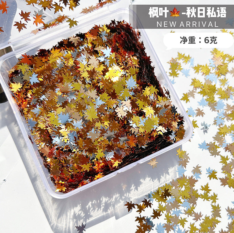 Wholesale Diy Handmade Glue Maple Leaf Sequins Hemp Material Special-shaped Decorative Glitter Powder Production Materials